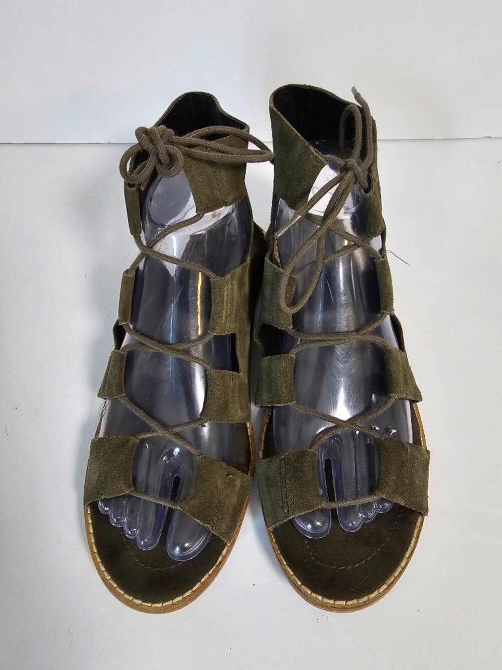 Sole Society Gladiator Sandals Cady Olive Green Suede Boho Festival Casual 8.5 - Picture 2 of 9